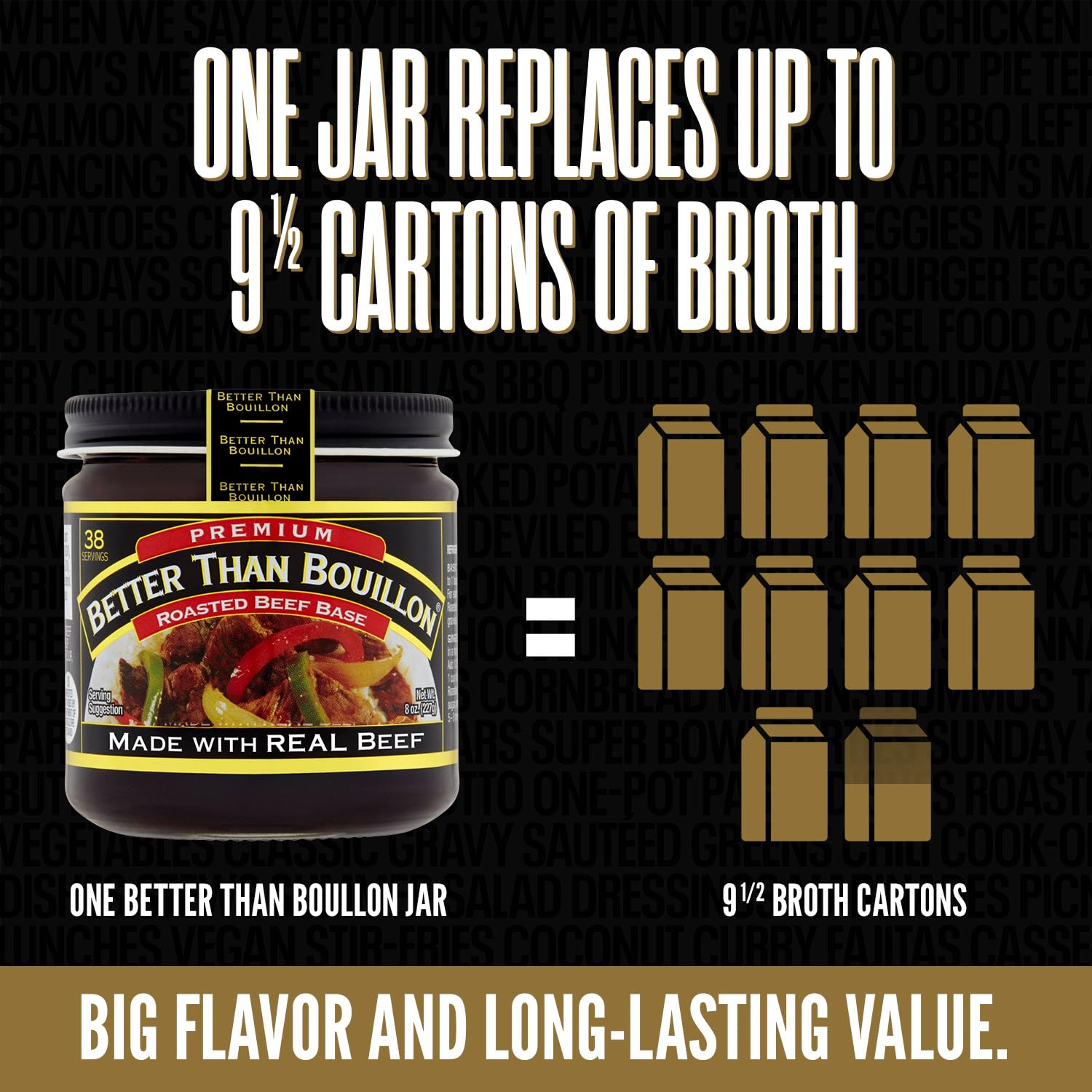 Better Than Bouillon Premium Roasted Beef Base, Makes 38 Cups of Broth, 8 oz