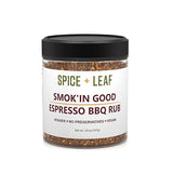 Premium Espresso BBQ Rub by Spice + Leaf - Vegan Kosher and Preservatives Free Spice Blend for Meat, Chicken, Fish, Seafood, and Vegetables, 3.8 oz