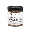 Premium Espresso BBQ Rub by Spice + Leaf - Vegan Kosher and Preservatives Free Spice Blend for Meat, Chicken, Fish, Seafood, and Vegetables, 3.8 oz