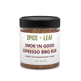 Premium Espresso BBQ Rub by Spice + Leaf - Vegan Kosher and Preservatives Free Spice Blend for Meat, Chicken, Fish, Seafood, and Vegetables, 3.8 oz