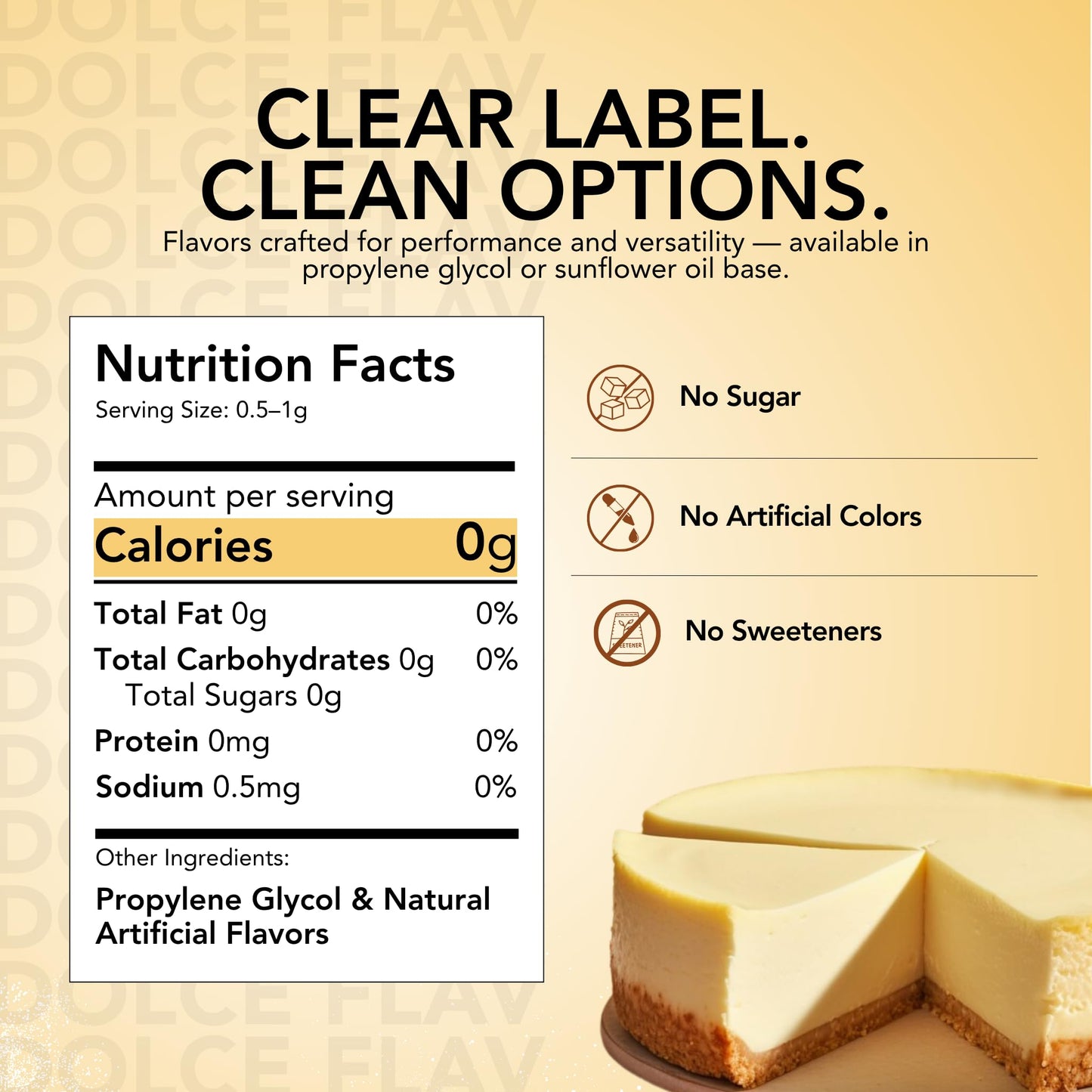 Dolce Flav Cheesecake Extract - 2 Ounce Water-Soluble Kosher, Sugar-Free, Concentrated Creamy Flavor for Desserts, Frostings & Pastries, Includes