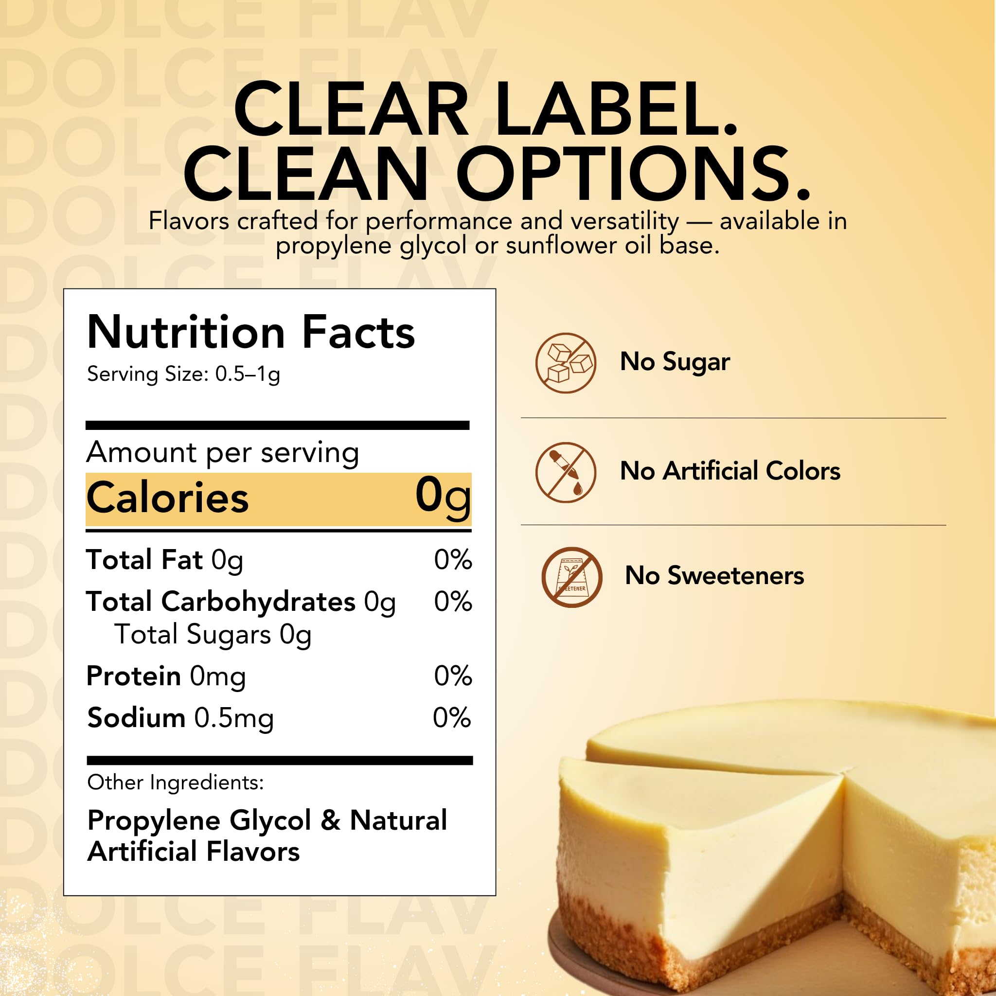 Dolce Flav Cheesecake Extract - 2 Ounce Water-Soluble Kosher, Sugar-Free, Concentrated Creamy Flavor for Desserts, Frostings & Pastries, Includes