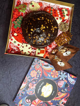 Ghasitaram Gifts Jaiccha Christmas Gifts Big Hamper Box with chocos, tags, pouches, plum cake 500 gms