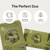 Grab Green Stoneworks Laundry Detergent Pods and Dryer Sheet Bundle, 50 Count Pods and 80 Dryer Sheets, Birch Branch Scent, Plant and Mineral Based