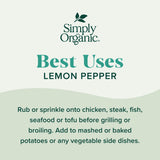 Simply Organic Lemon Pepper, Certified Organic, Kosher | 3.17 Ounce (Pack of 1)