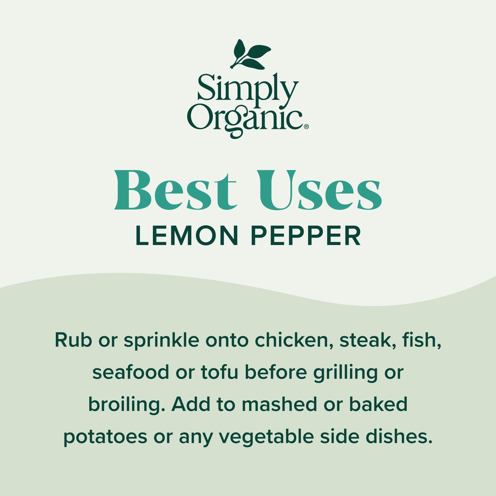 Simply Organic Lemon Pepper, Certified Organic, Kosher | 3.17 Ounce (Pack of 1)