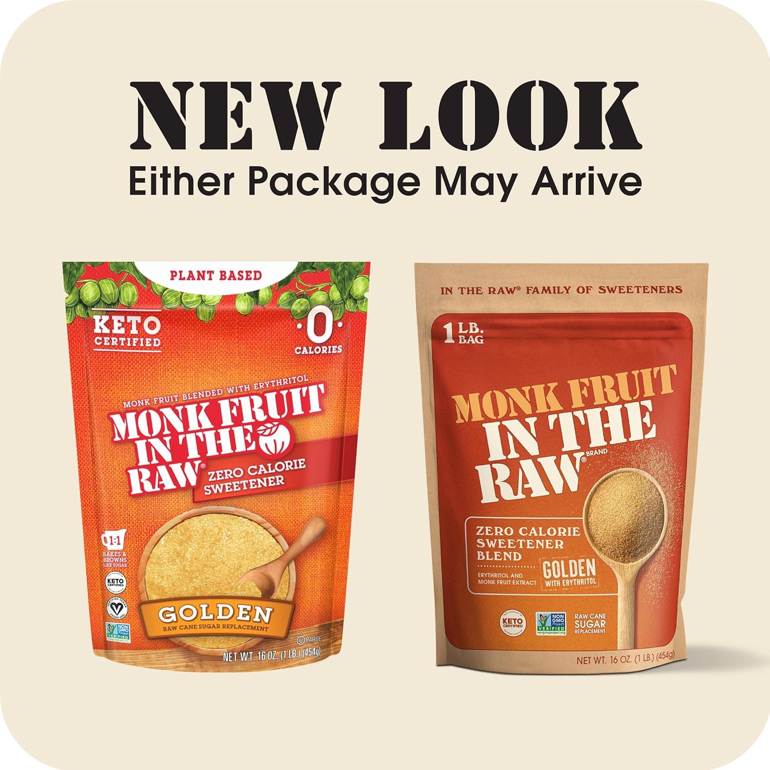 MONK FRUIT IN THE RAW, Golden 16 oz Baker's Bag, Pack of 1, Natural Monk Fruit Sweetener w/Erythritol, Sugar-Free