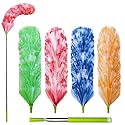 4 Pack Washable Electrostatic Duster, Extendable Pole 25" to 55", Feather Duster for Cleaning, Electrostatic Feather Duster