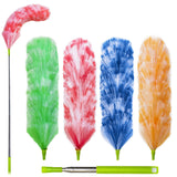 4 Pack Washable Electrostatic Duster, Extendable Pole 25" to 55", Feather Duster for Cleaning, Electrostatic Feather Duster