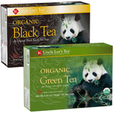 Uncle Lee's Organic Black and Green Tea Variety 2-Pack - Premium Organic Tea, Antioxidant-Rich, Bold and Refreshing, Delicious Hot or Iced, 100 Count