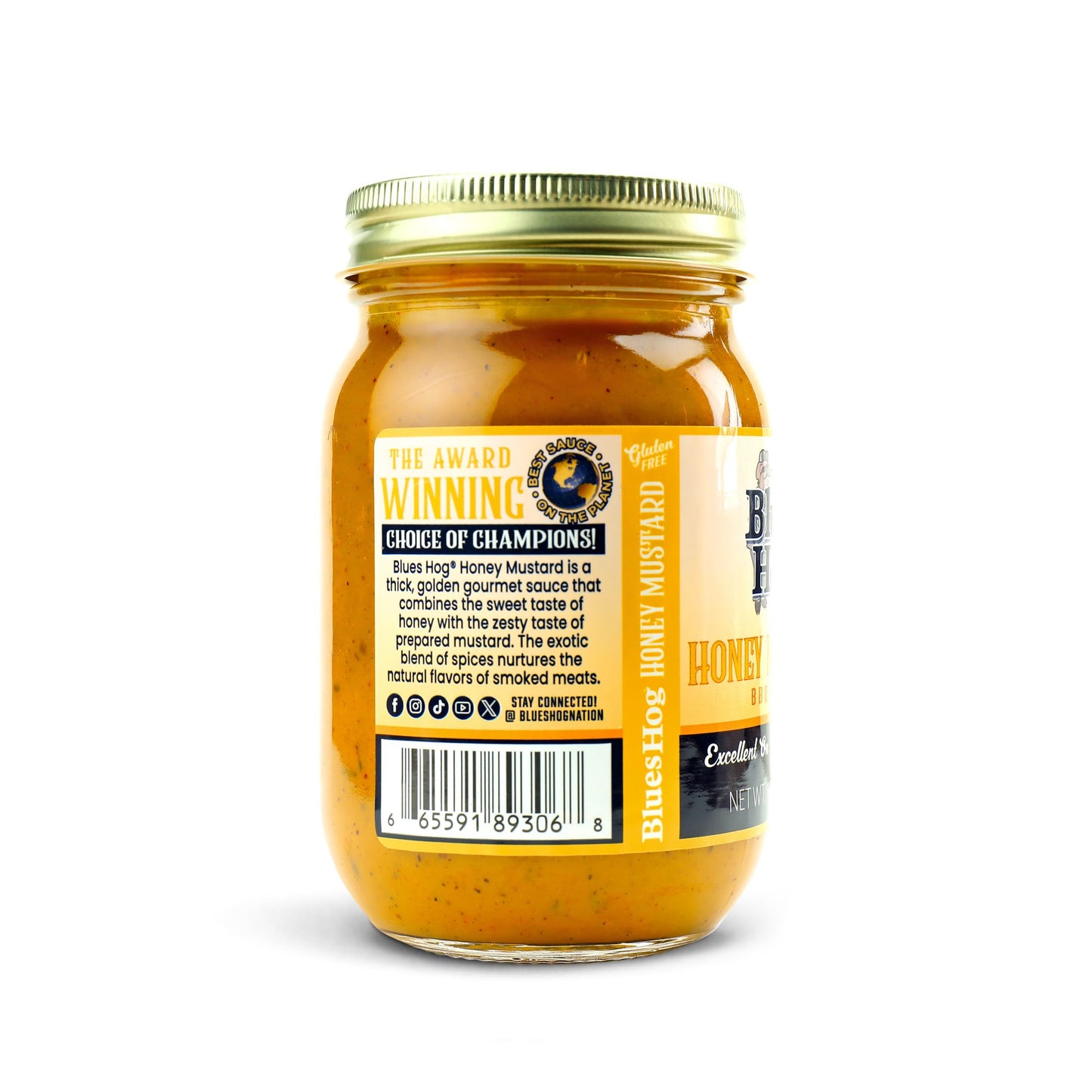 Blues Hog Honey Mustard Sauce, Sweet Honey & Zesty Mustard Gourmet BBQ Sauce Gluten-Free, Made in the USA, 18 oz