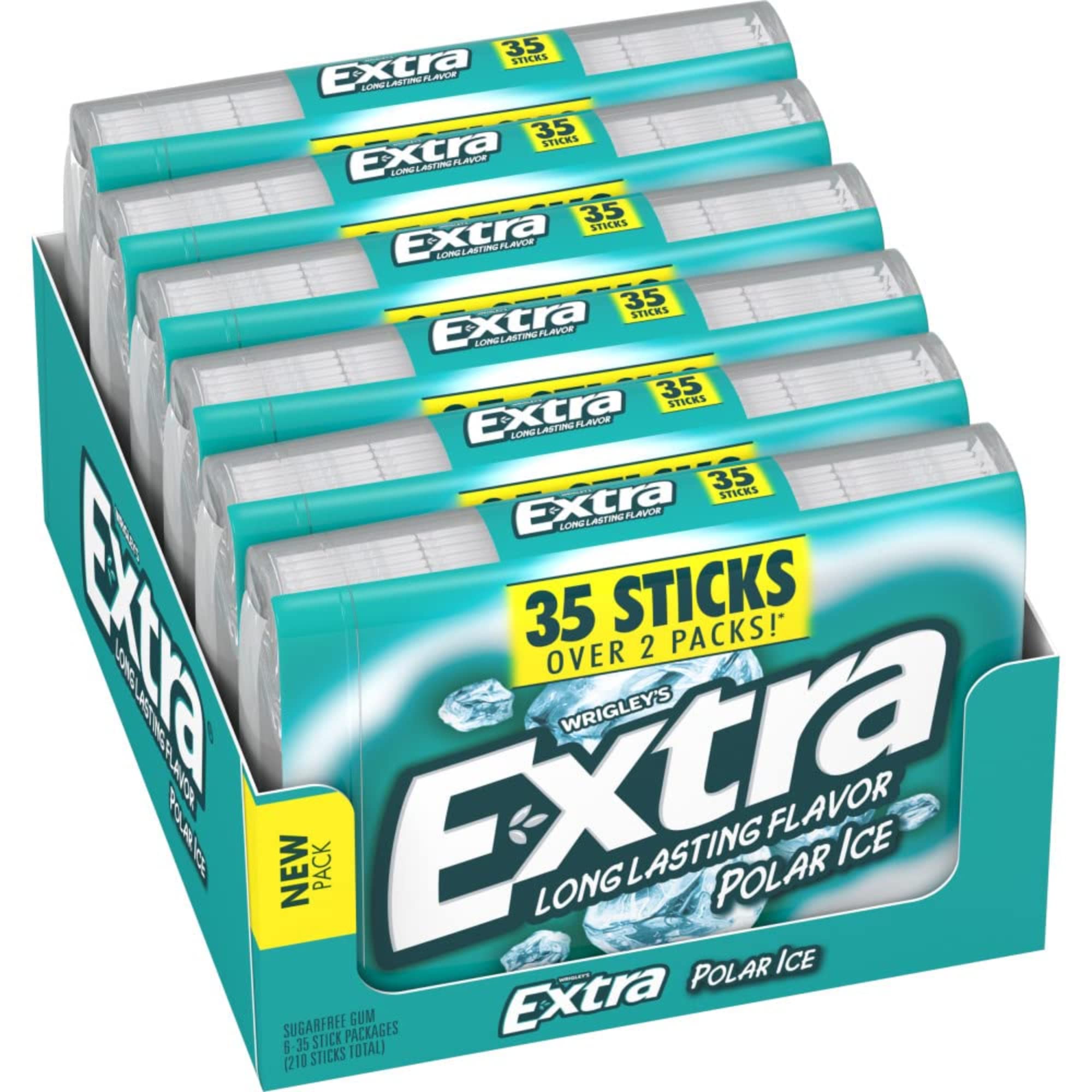 LAIBY Long Lasting Flavor Polar Ice Extra Gum | Sugar Free Chewing Gum Mega Pack | Polar Ice Chewing Gum Bulk 35 Sticks (Pack of 6)