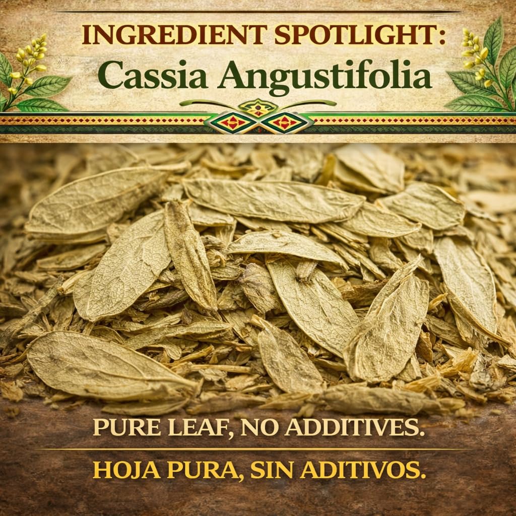 Hoja de Sen Té (Senna Leaf Tea) - 4 oz (113 g) - 100% Natural, Vegan, Gluten-Free - Dried Senna Leaves - Caffeine-Free Herbal Loose Leaf - by