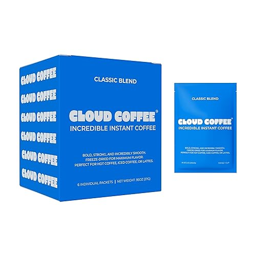 Cloud Coffee Bold and Strong Premium Freeze Dried Instant Coffee, 6 Extra Large Single-Serve Packets