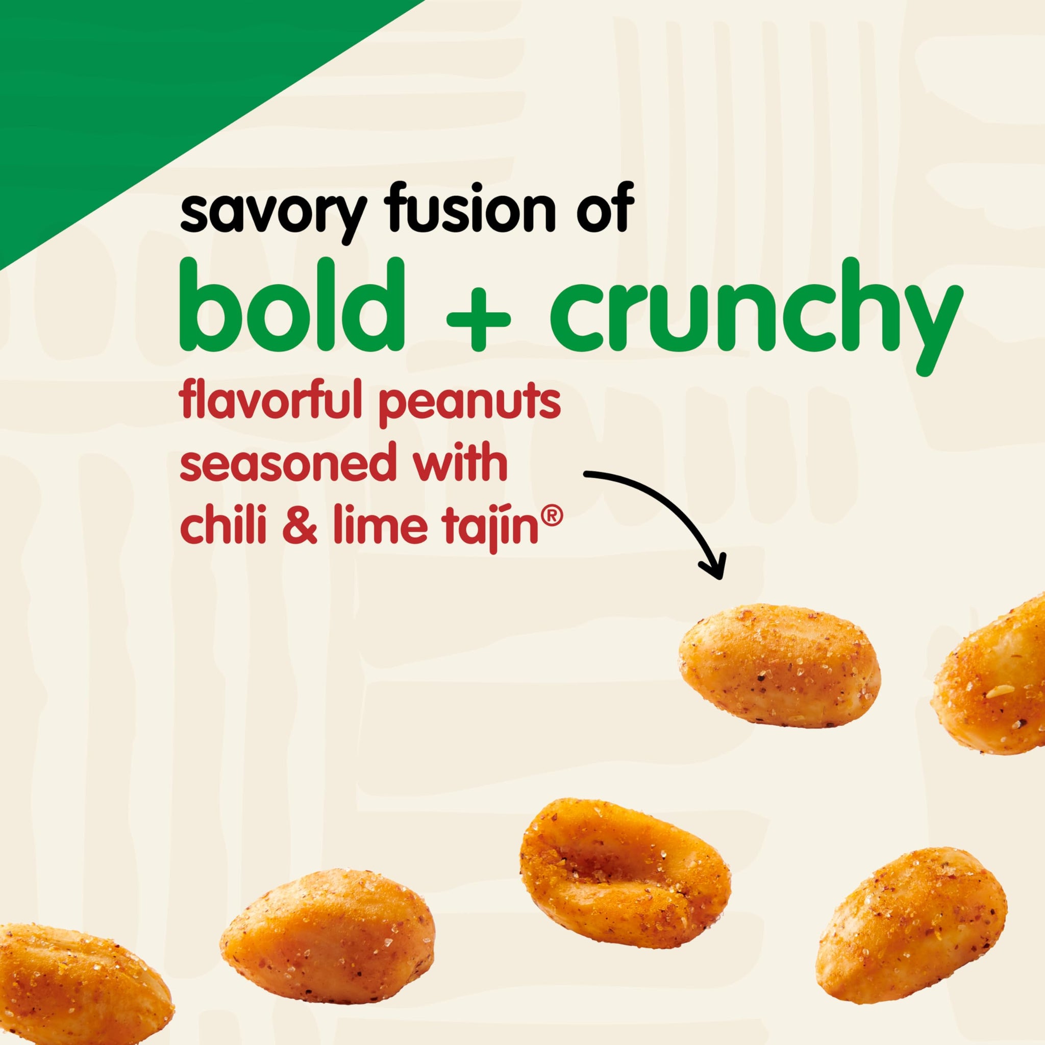 Snak Club Tajin Peanuts, Roasted Nuts with Chili and Lime Seasoning, Mild, 12 oz Resealable Bag