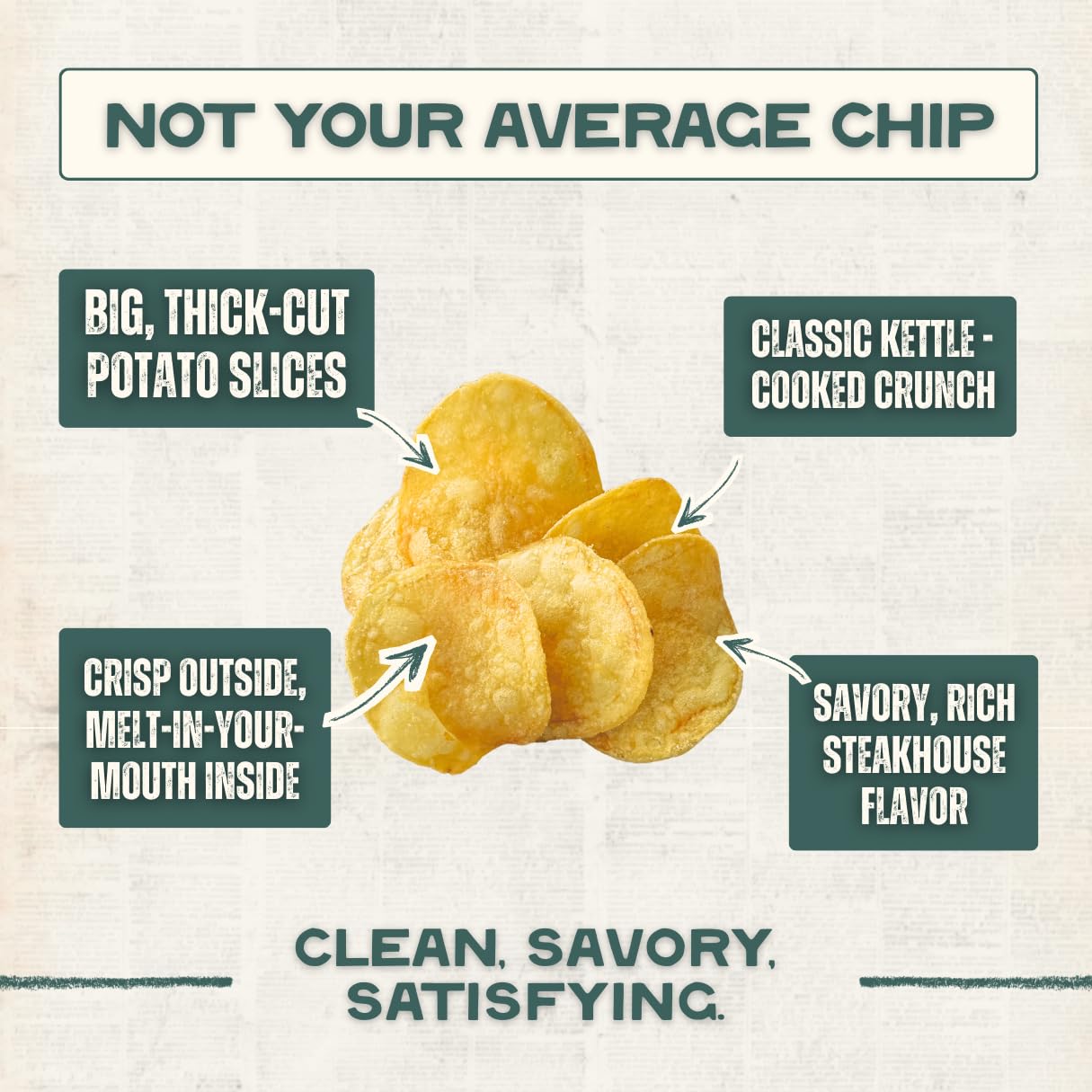 Beefy’s Own Beef Tallow Potato Chips - Kettle Chips Made Without Seed Oils, Gluten Free, Crispy, and Thick Cut - Old-Fashioned Small Batch Fried in