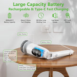 Electric Spin Scrubber, Cordless Cleaning Brush, 3H Work Time, Bathroom Scrubber with LED Display, 3-Speed Extendable Handle, IPX7 Waterproof, 8 Brush