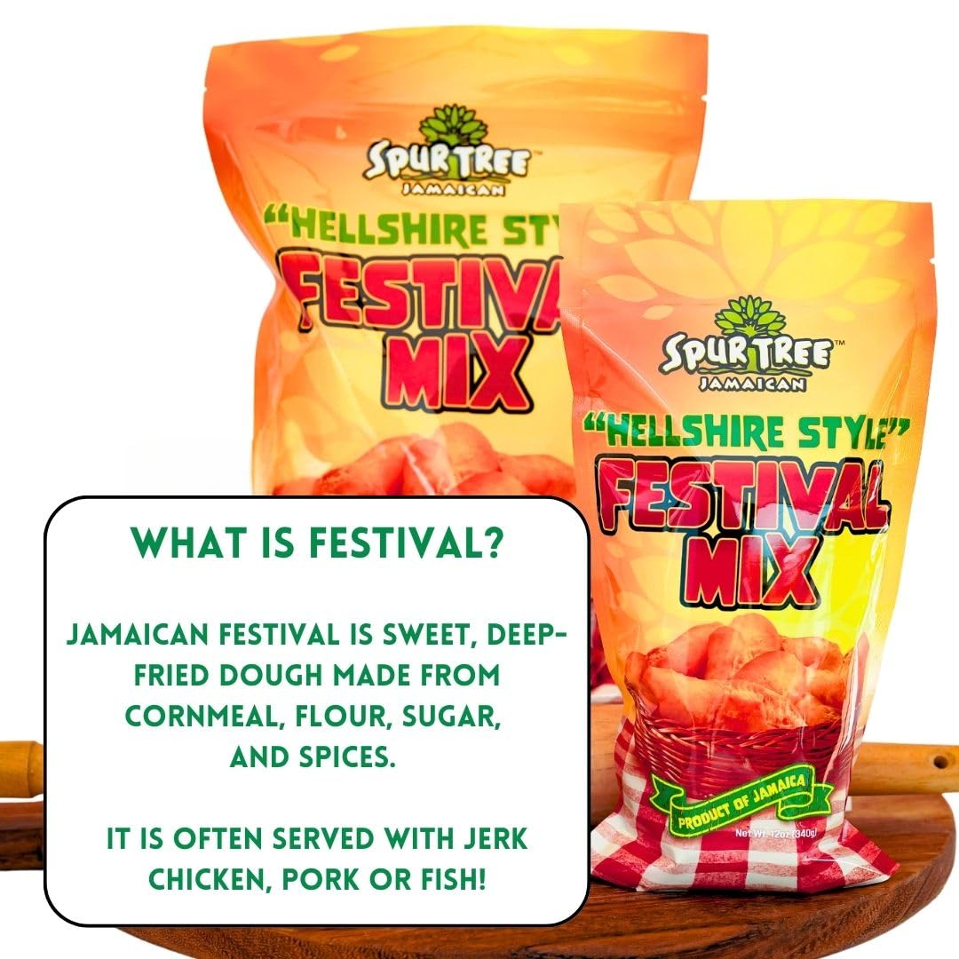 Spur Tree Jamaican Hellshire Style Festival Mix - Seasoned Coating for Crispy Flavor - Frying Magic for Deliciously Easy Meals - 12 Oz (2-Pack)