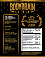 BodyBrain Mushroom Coffee with Lion's Mane, Ashwagandha, Tongkat Ali & L-Theanine | Freeze-Dried Colombian Nootropic Coffee for Focus and Energy, 30
