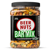 BEER NUTS Bar Mix w/Wasabi - Pretzels, Cheese Stix, Sesame Stix, Insane Grain & Wasabi Peas - 26oz Family Size Resealable Jar (Pack of 1)