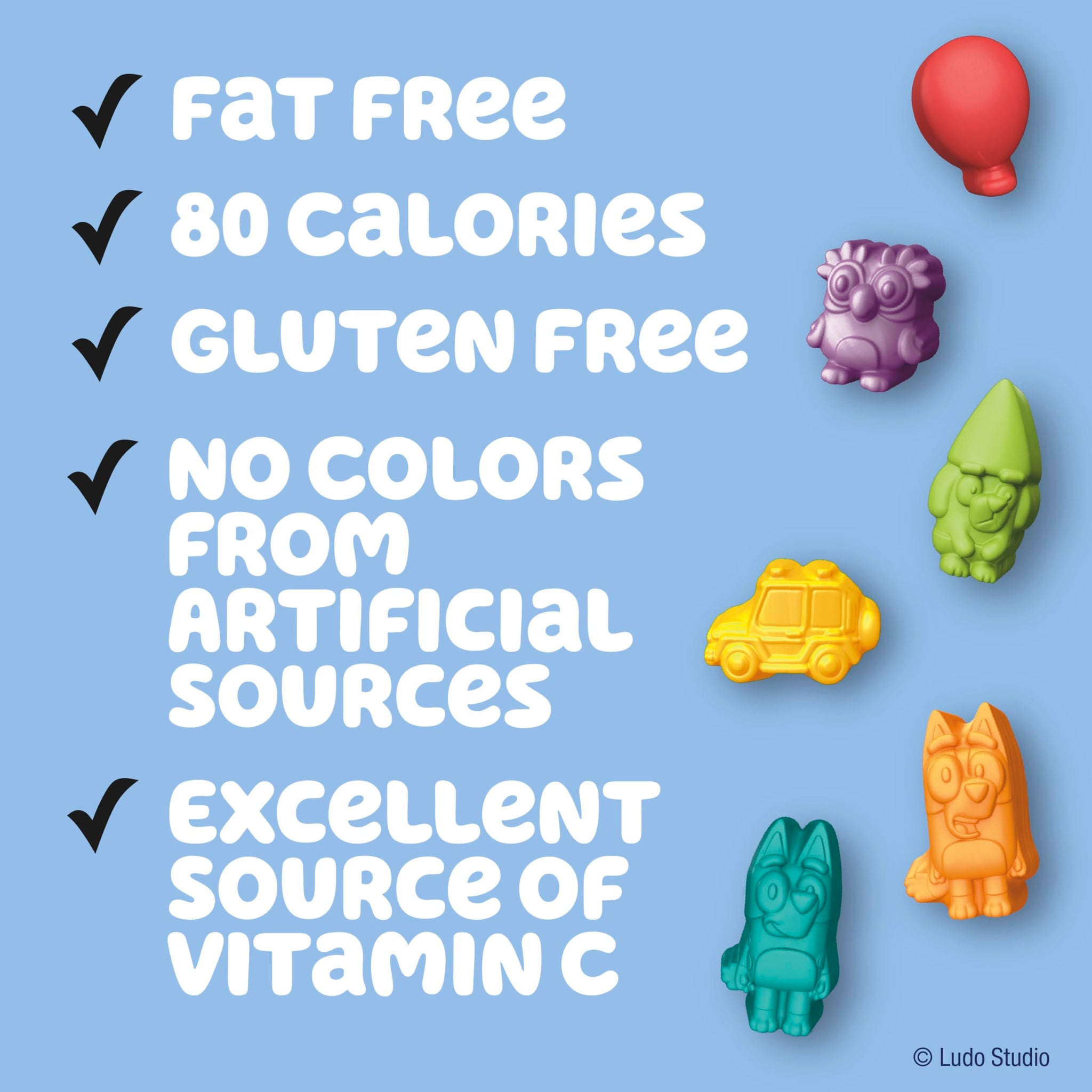 Bluey Fruit Flavored Snacks, Fat Free and Gluten Free Snacks, 8 oz (10 Pouches)