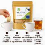 Palo Azul Herbal Tea - 24 Tea Bags - Kidneywood (Blue Stick) Infusion - 100% Natural, Vegan, Non-GMO - Authentic Mexican Tradition - Caffeine-Free