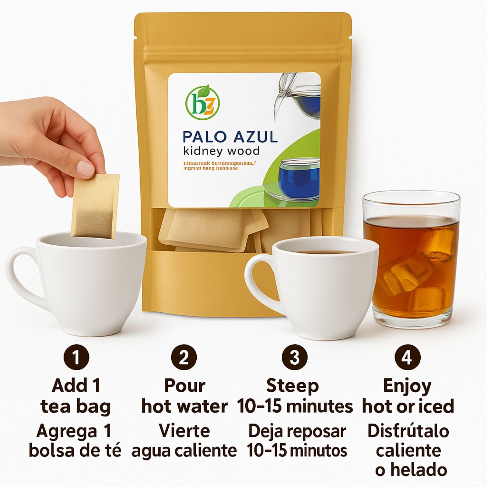 Palo Azul Herbal Tea - 24 Tea Bags - Kidneywood (Blue Stick) Infusion - 100% Natural, Vegan, Non-GMO - Authentic Mexican Tradition - Caffeine-Free