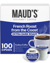 Maud's French Roast Coffee Pods, 100 ct, Dark Roast Coffee in Single Serve Pods - 100% Arabica Coffee, Compatible with Keurig K Cups Maker