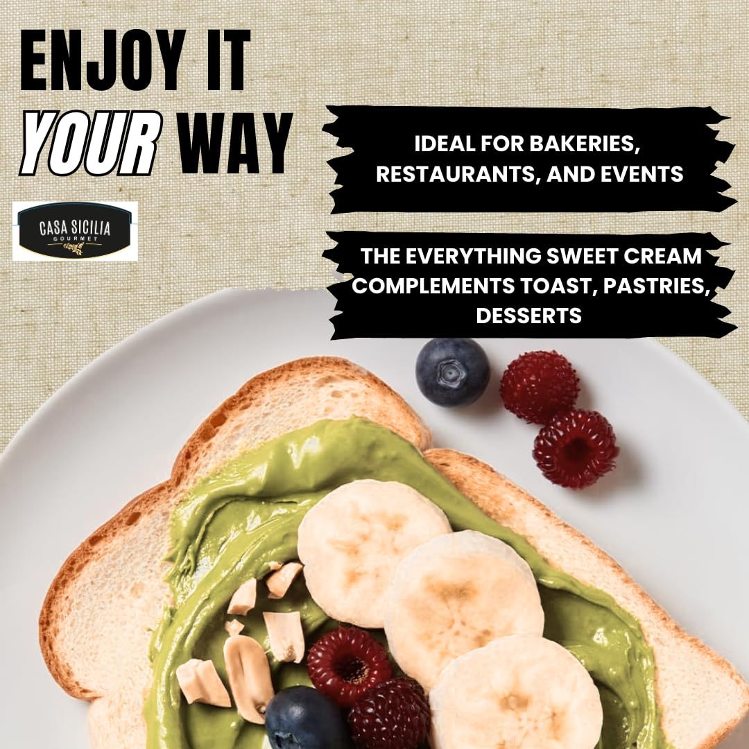 Casa Sicilia Gourmet Roasted Pistachio Sweet Cream Italian Pistachio Dessert Spread Bulk, Made in Italy Premium Nut Cream for Pastry Baking Gelato