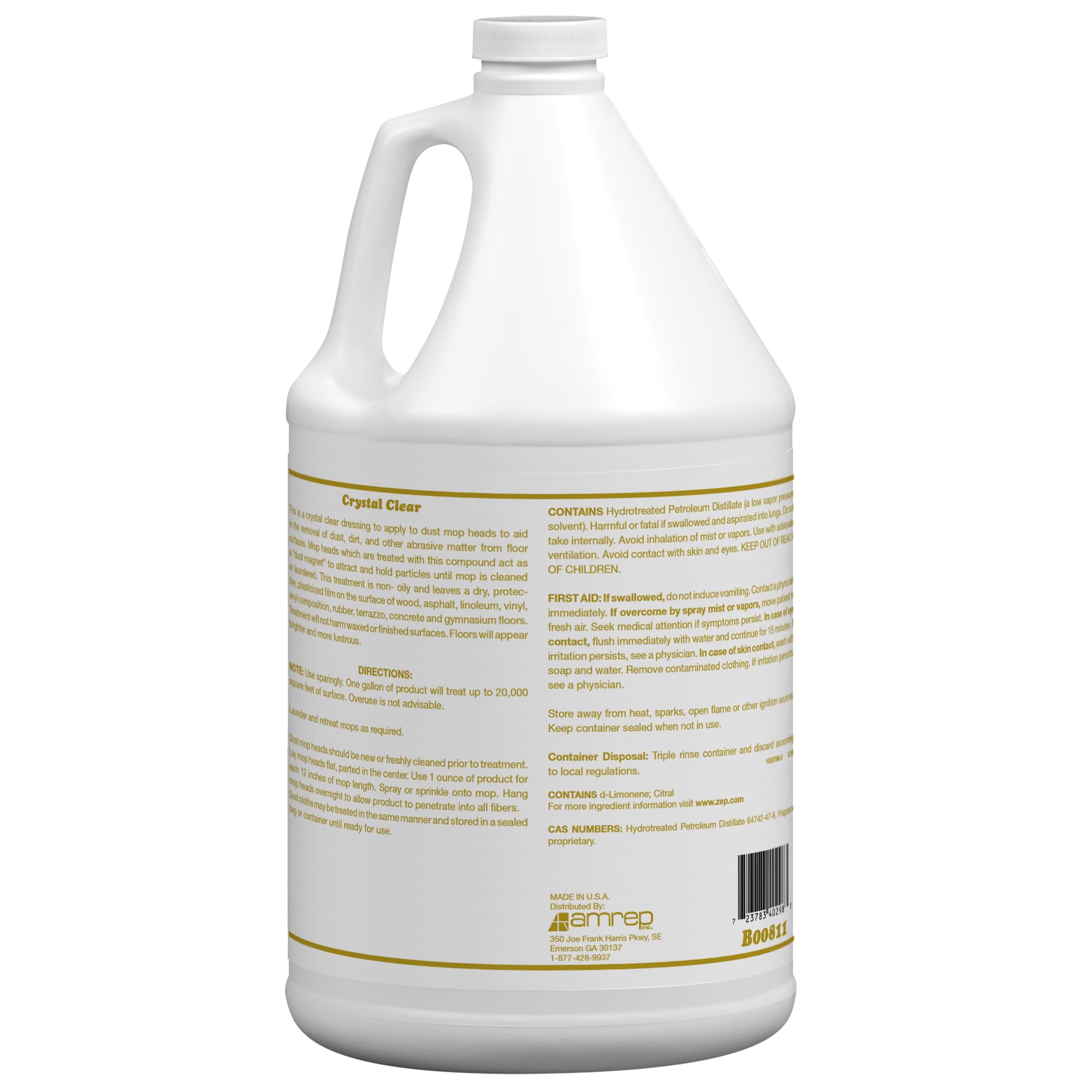 MISTY Crystal Clear Dust Mop Treatment - 1 Gallon (Case of 4) 1003411 - Helps in Removal of Dirt, and Abrasive Matter from Wood, Asphalt, Linoleum