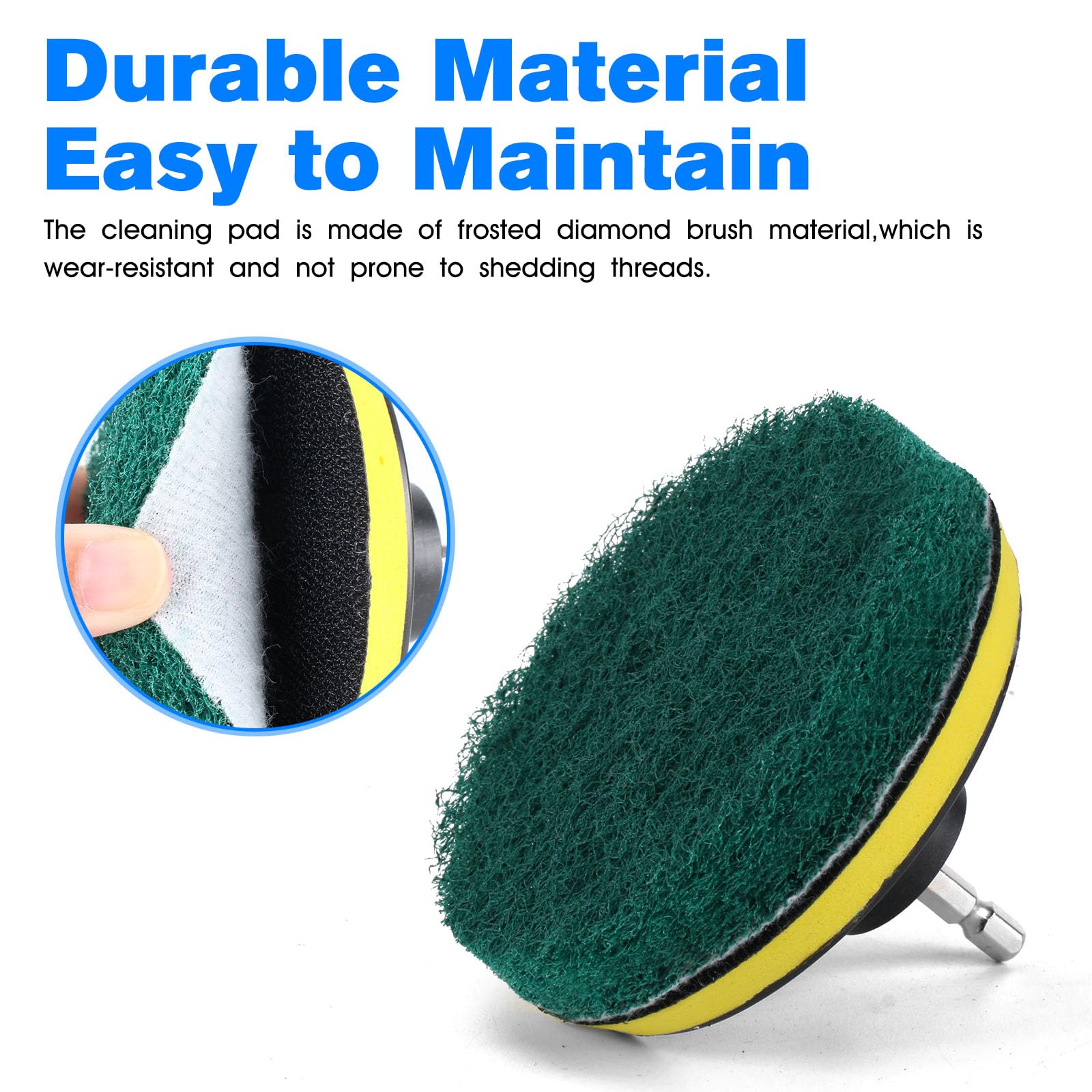 4-Inch Scrub Drill Brush Power Scouring Pads Household Cleaning Set 4 Red Pads 4 Green Pads 1 Drill Attachment and 1 Universal Shaft for Kitchen