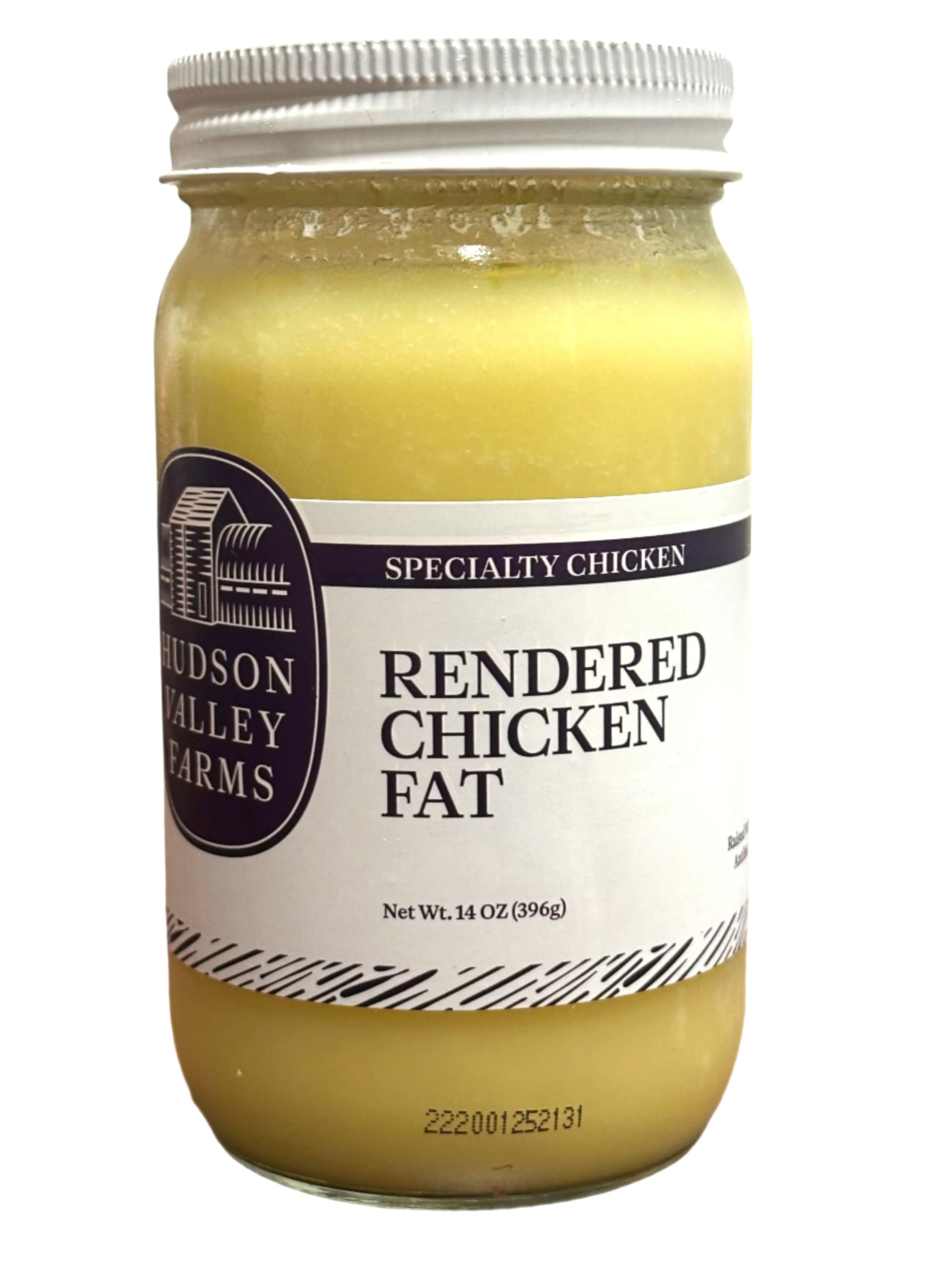 Hudson Valley Farms Rendered Chicken Fat 14 Oz Glass Jar | Premium Gourmet Cooking Oil | Artisan Kettle Rendered | No Preservatives | Seed Oil
