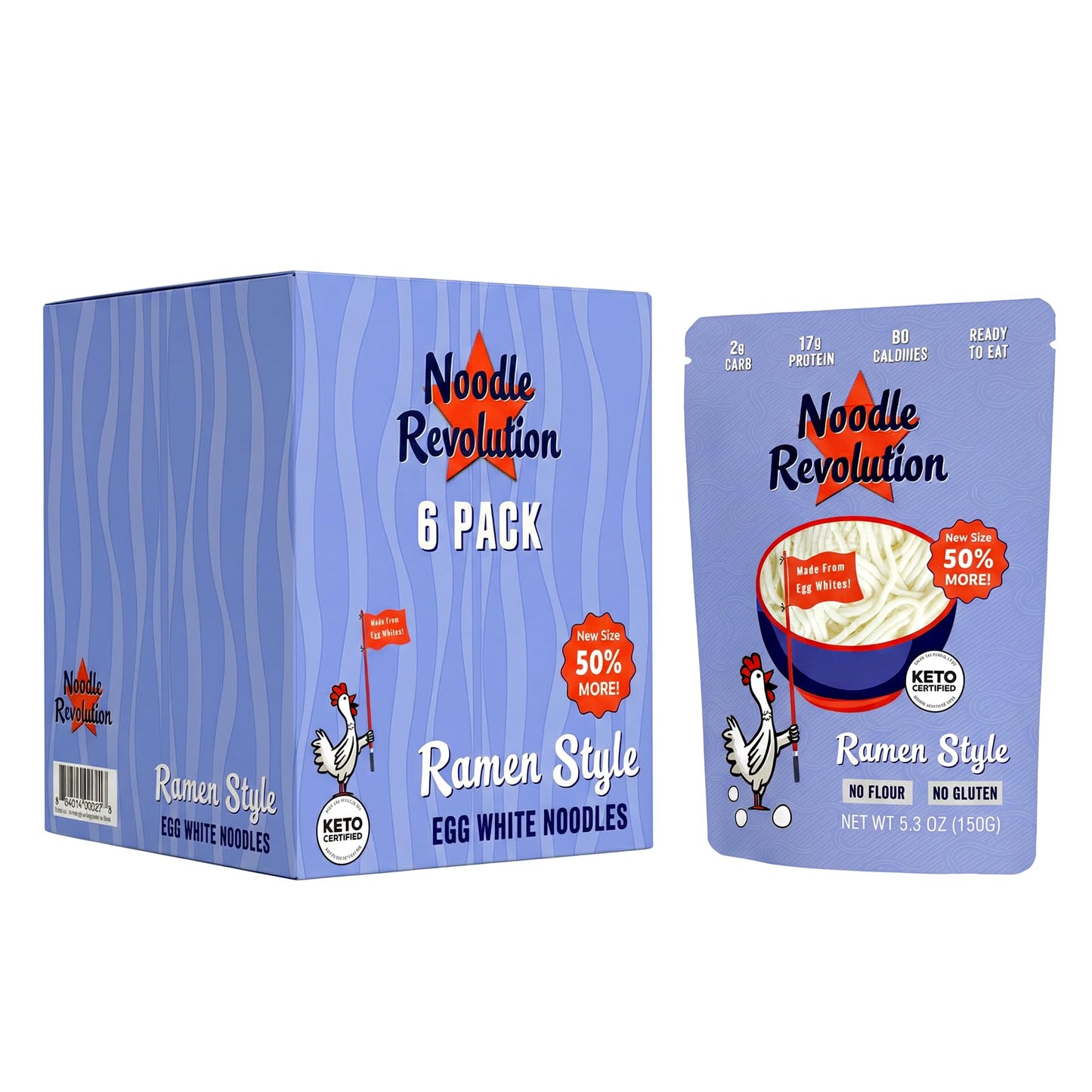 Noodle Revolution - Keto Noodles (Just 2G Carbs), Made From Egg Whites, 17G Protein, Taste & Texture Just Like Real Noodles, Ready To Eat, Keto