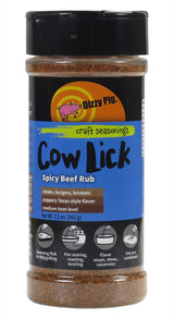 Dizzy Pig Cow Lick Texas-Style Spicy Beef Seasoning Rub (8oz Shaker) - Seasons 30+lbs of Food - Hand Made in the USA - MSG Free, Gluten Free