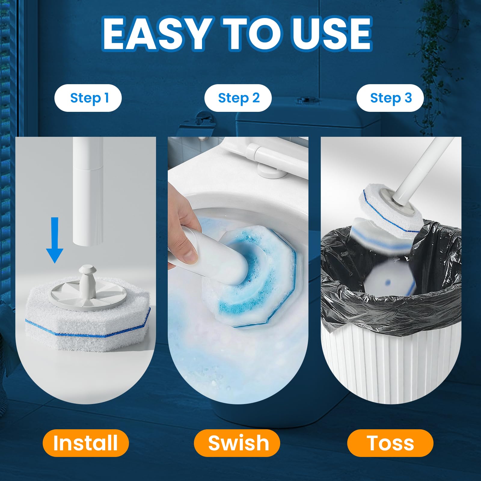Dobyusf 100 Count Toilet Wand Refills, Disposable Replacement Toilet Brush Heads, Universal Fit Most Toilet Wand Systems, Upgrade Fiber Cleaning Pads