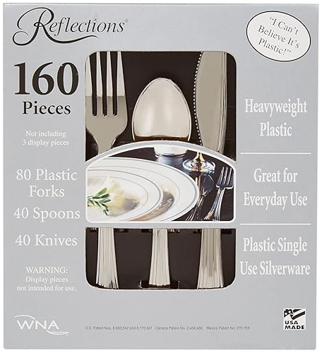 Reflections Silver Plastic Cutlery - 160 Piece