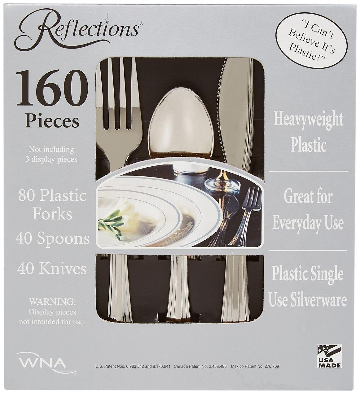 Reflections Silver Plastic Cutlery - 160 Piece