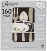 Reflections Silver Plastic Cutlery - 160 Piece