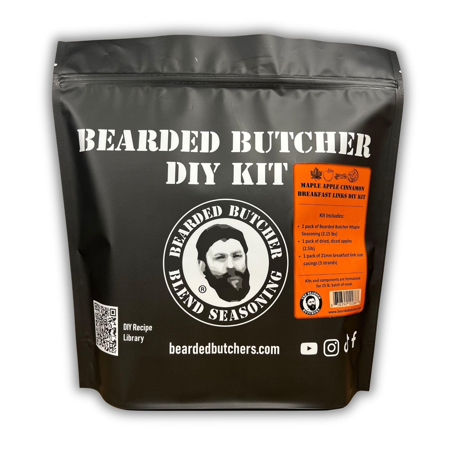 Bearded Butchers Maple Apple Cinnamon Breakfast Links DIY Kit - Sweet, Maple Apple Cinnamon Breakfast Sausage - Includes Maple Sugar Seasoning, Dried