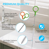 ZRHR Heavy Duty Straw Cleaner Brush Set of 5, Reusable Cleaner Brush with Metal and Plastic, Extra Long Straw Brush for Stanley Cup Tumbler Glass