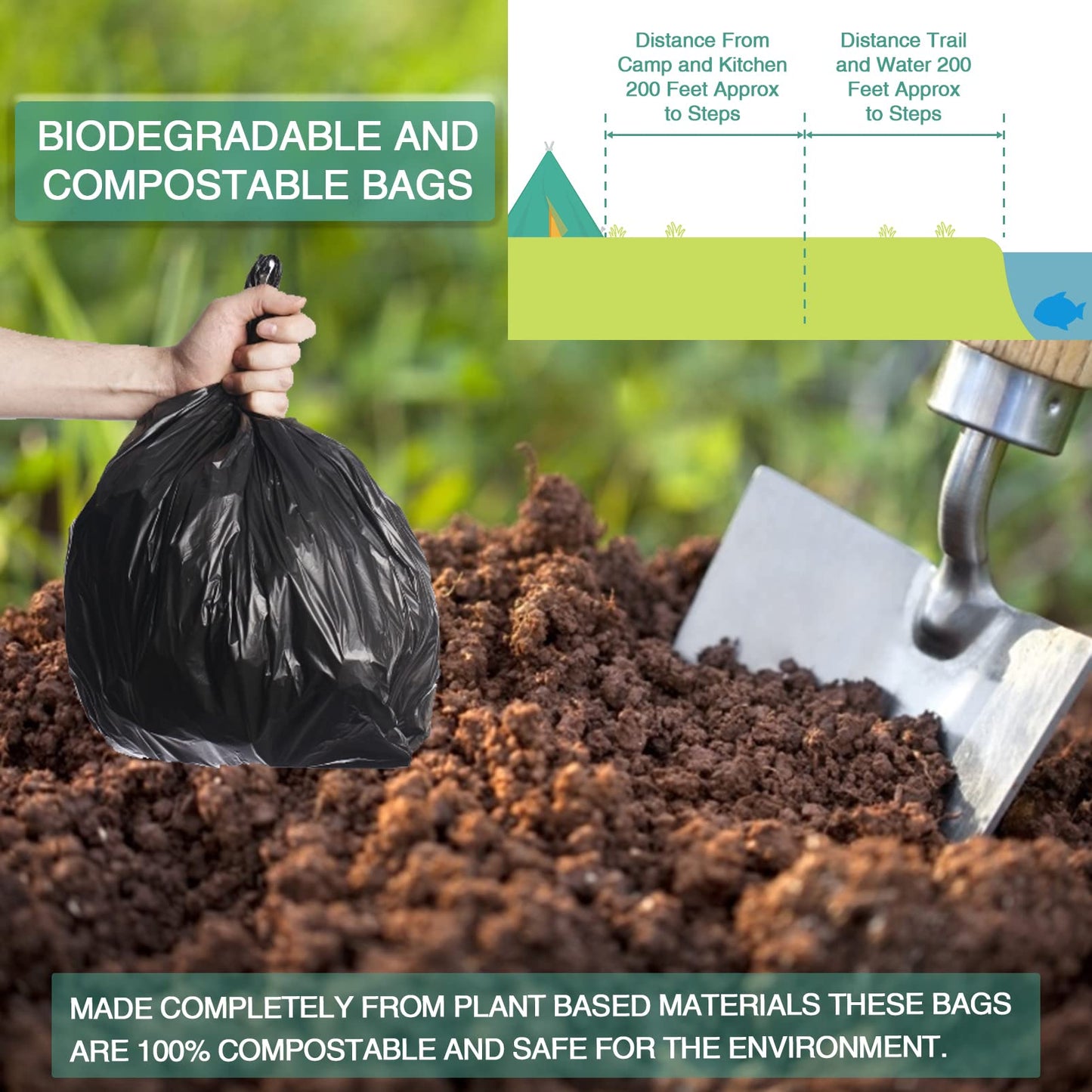 Sailortenx 80 Compostable Poop Bags: 8 Gallon, 5 Gallon Bucket & Outdoor Camping Disposable Biodegradable Waste Bags
