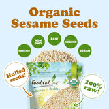 Food to Live Organic Hulled Sesame Seeds, 12 Pounds - Whole Raw White Sesame Seeds, Non-GMO, Kosher, Vegan, Unroasted, Bulk. High in Iron,