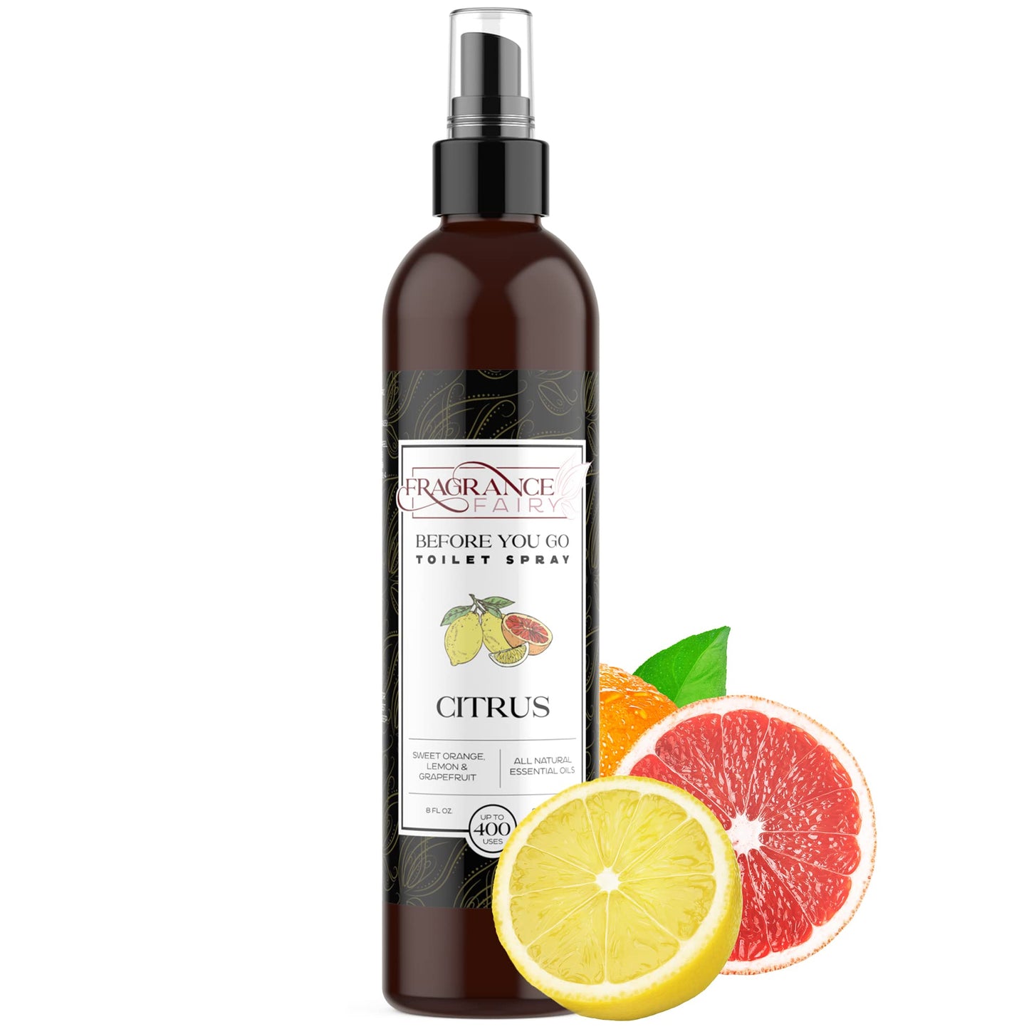 Before You Go Toilet Spray for Poop - 8 Oz Citrus Bathroom Freshener Long Lasting Toilet Deodorizer Poop Spray - Poo Spray Odor Eliminator - Travel