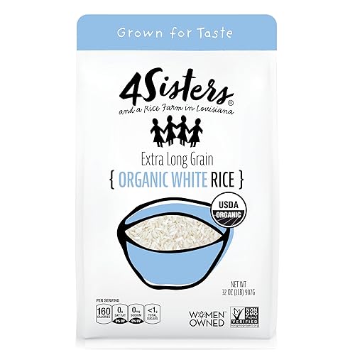 4Sisters - Organic Long Grain White Rice - Grown in USA - Sustainably Grown - Women Owned - Farm to Table (2 lb)