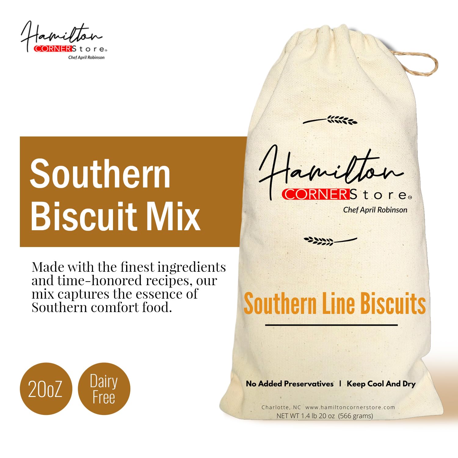Hamilton Cornerstore Southern Biscuit Mix, Easy-to-Bake Delight Biscuits, Classic Southern Recipe for Fluffy Buttermilk Biscuit Mix, Homemade Quick