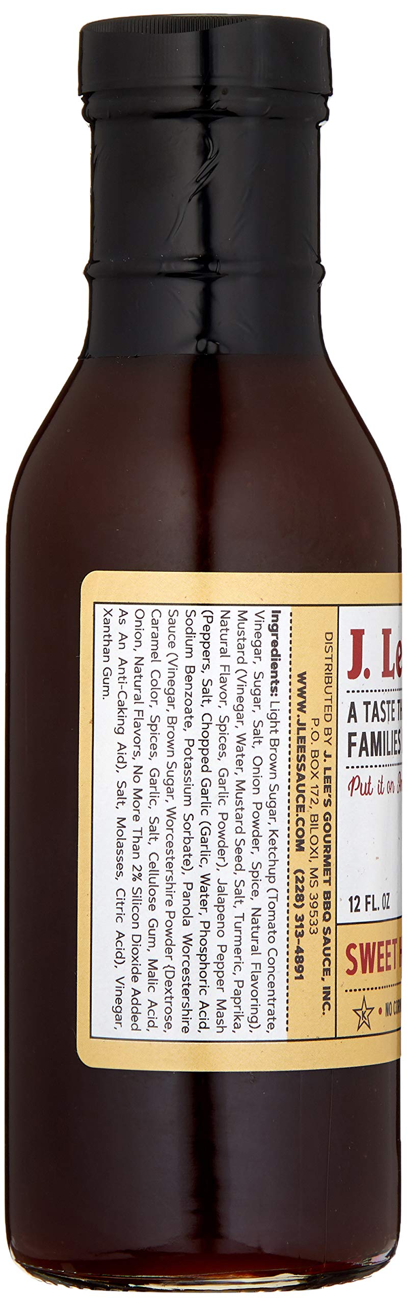 J. Lee's Sweet Heat BBQ Gluten- Free, No MSG, No High Fructose Corn Syrup, Low Sodium, No Refrigeration Required After Opening, 2yr shelf life