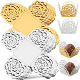 100Pcs Hollow-Out Flower Chocolate Wrappers Cups for Wedding Party Favors Candy Bar Chocolate Paper Liners Truffle Cups Dessert Liners