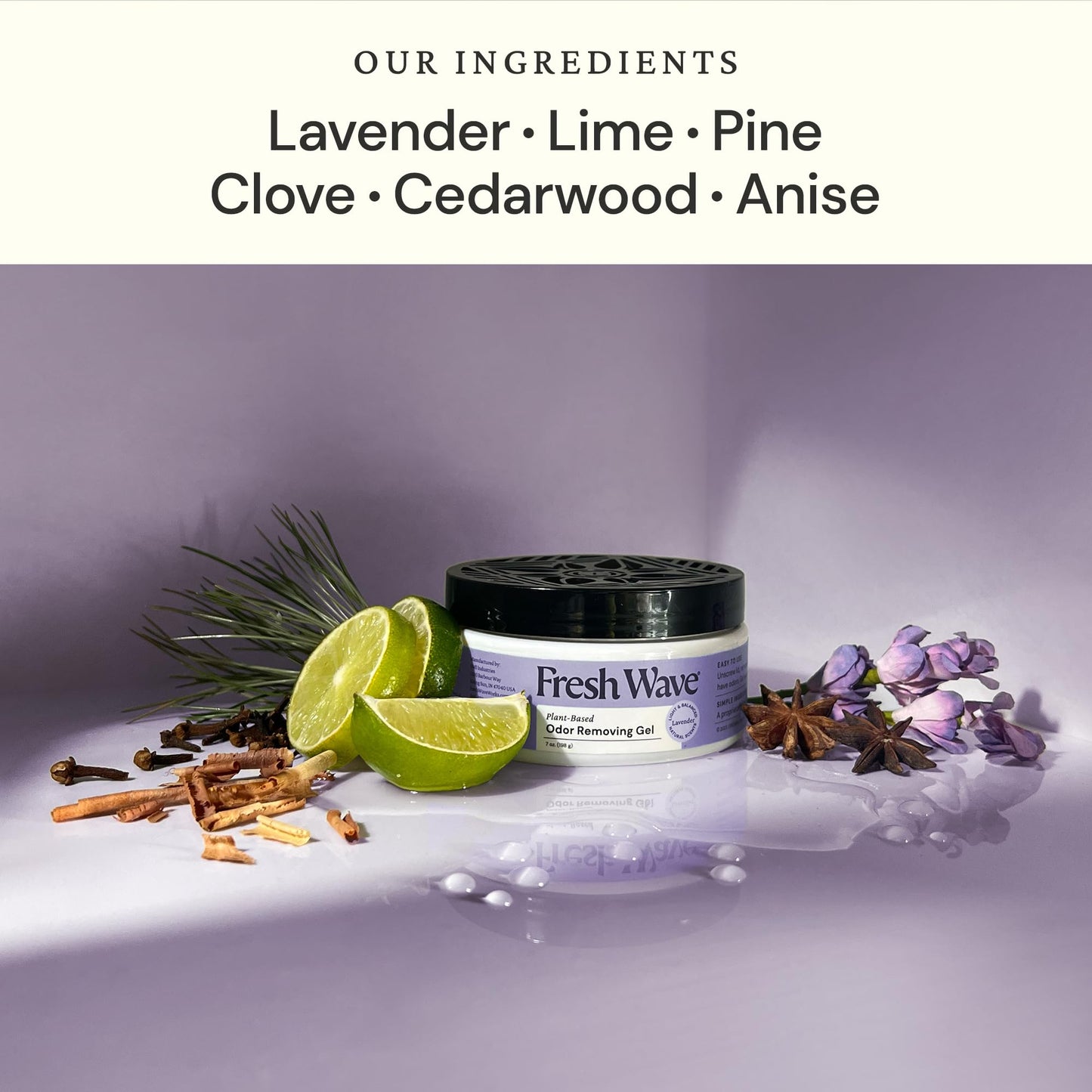 Fresh Wave Lavender Odor Removing Gel, 7 oz., Pack of 3 - Safer Odor Absorbers for Home, Natural Plant-Based Odor Eliminator, Every 7 oz. lasts 15-30