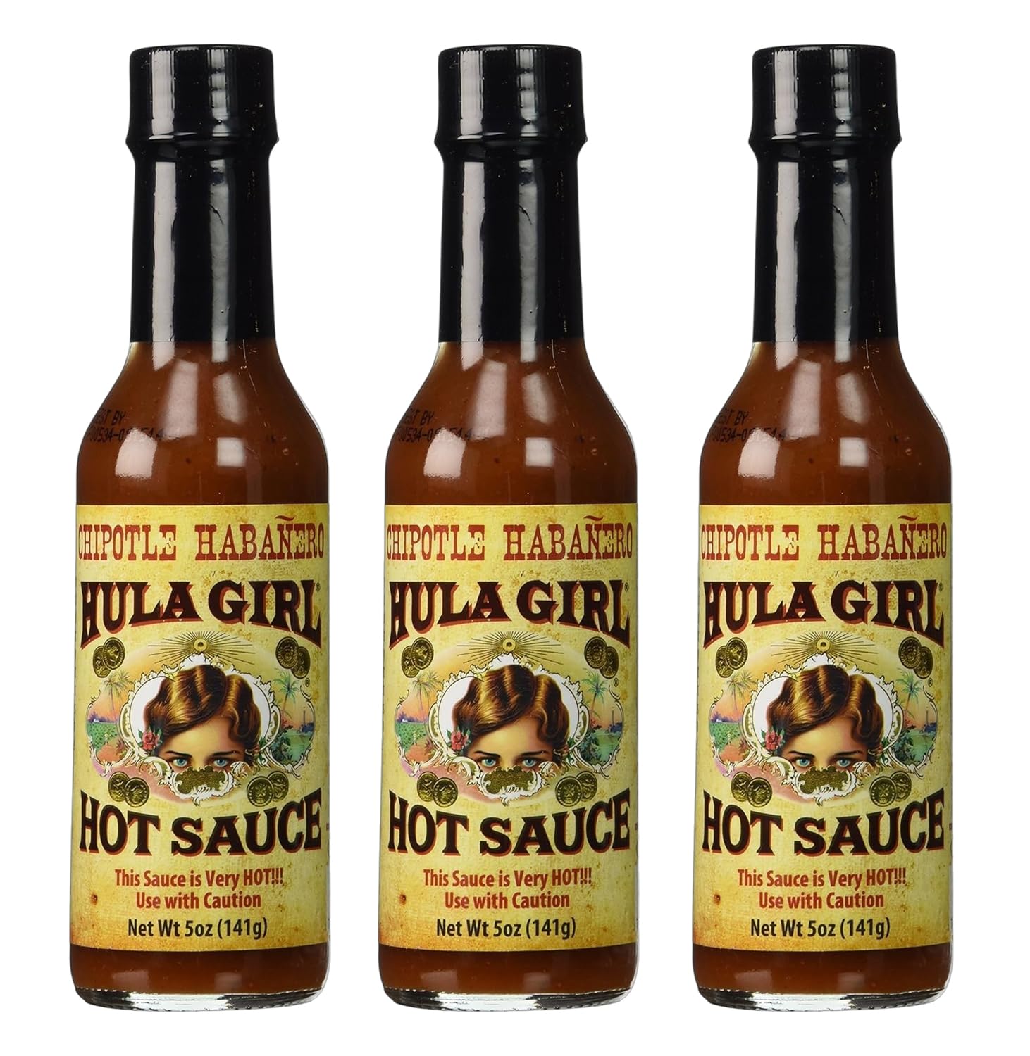 Hula Girl Chipotle Habañero Hot Sauce 5 Oz (0.31 Lb) 141 Grams (Pack of 3)