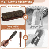 100% Horse Hair Clothes Brush for Wool Coats Cashmere Suits No Shedding Soft Bristle Garment Brush for Lint Removal Premium Beechwood Handle Hat Brush